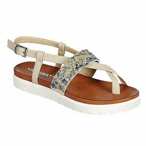 Via Pinky Beachy Coastal Beaded Women's Vegan Leather Slingback Thong Sandal NEW